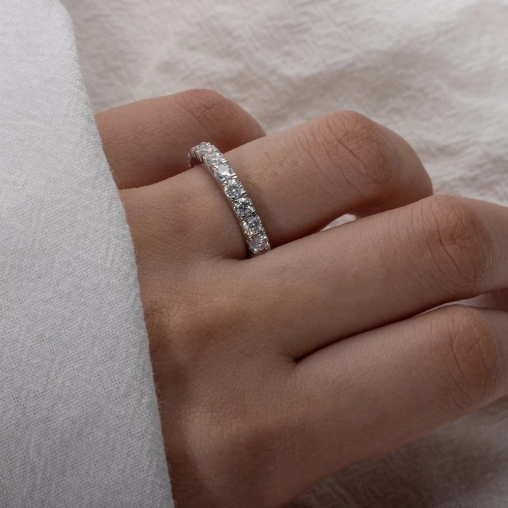 #Certified 2~3 ct. t.w. 3mm Moissanite Diamond Full Eternity Band Ring NEW - Picture 13 of 16